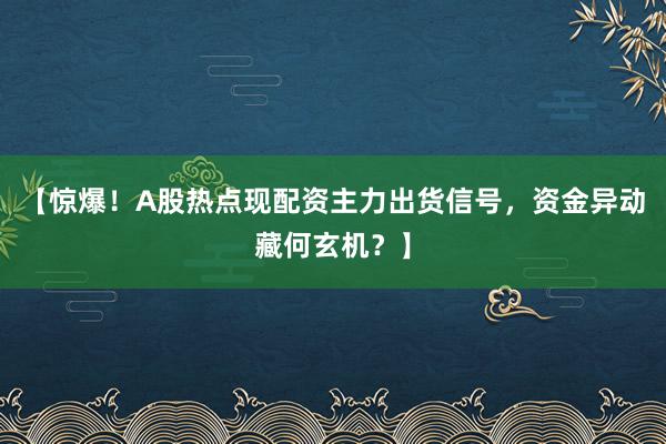 【惊爆！A股热点现配资主力出货信号，资金异动藏何玄机？】