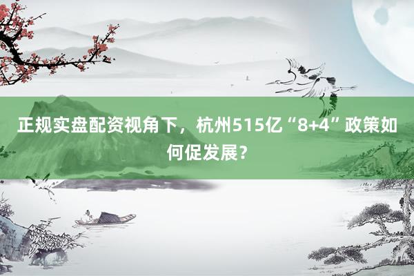 正规实盘配资视角下，杭州515亿“8+4”政策如何促发展？