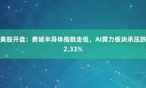 美股开盘：费城半导体指数走低，AI算力板块承压跌2.33%