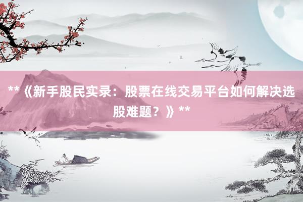 **《新手股民实录：股票在线交易平台如何解决选股难题？》**