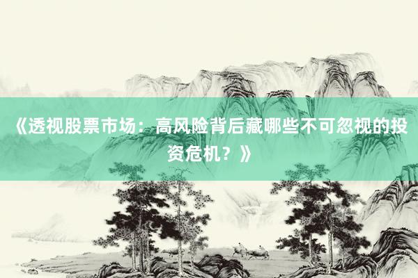 《透视股票市场：高风险背后藏哪些不可忽视的投资危机？》